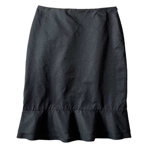 British India Black Skirt Ruffle Bottom Trumpet Style w/ Flounce Women's Size 9 - Picture 1 of 11